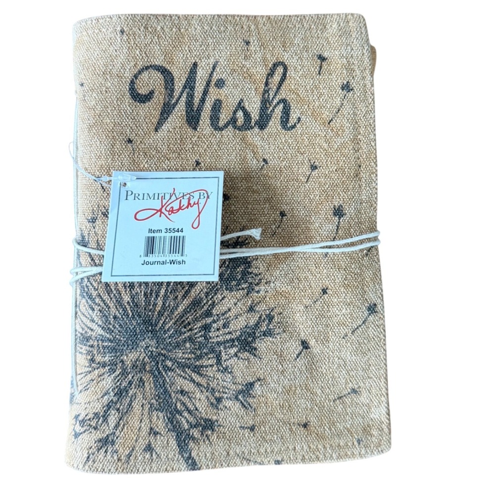 Primitives by Kathy Wish Dandelion Linen Journal Unlined Notebook Tan  Gift NEW